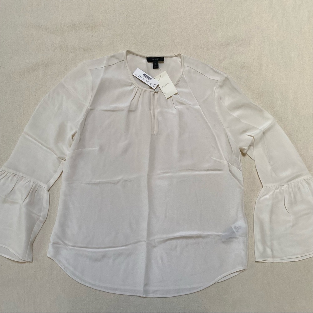 NWT JCrew white silk blouse, size 8